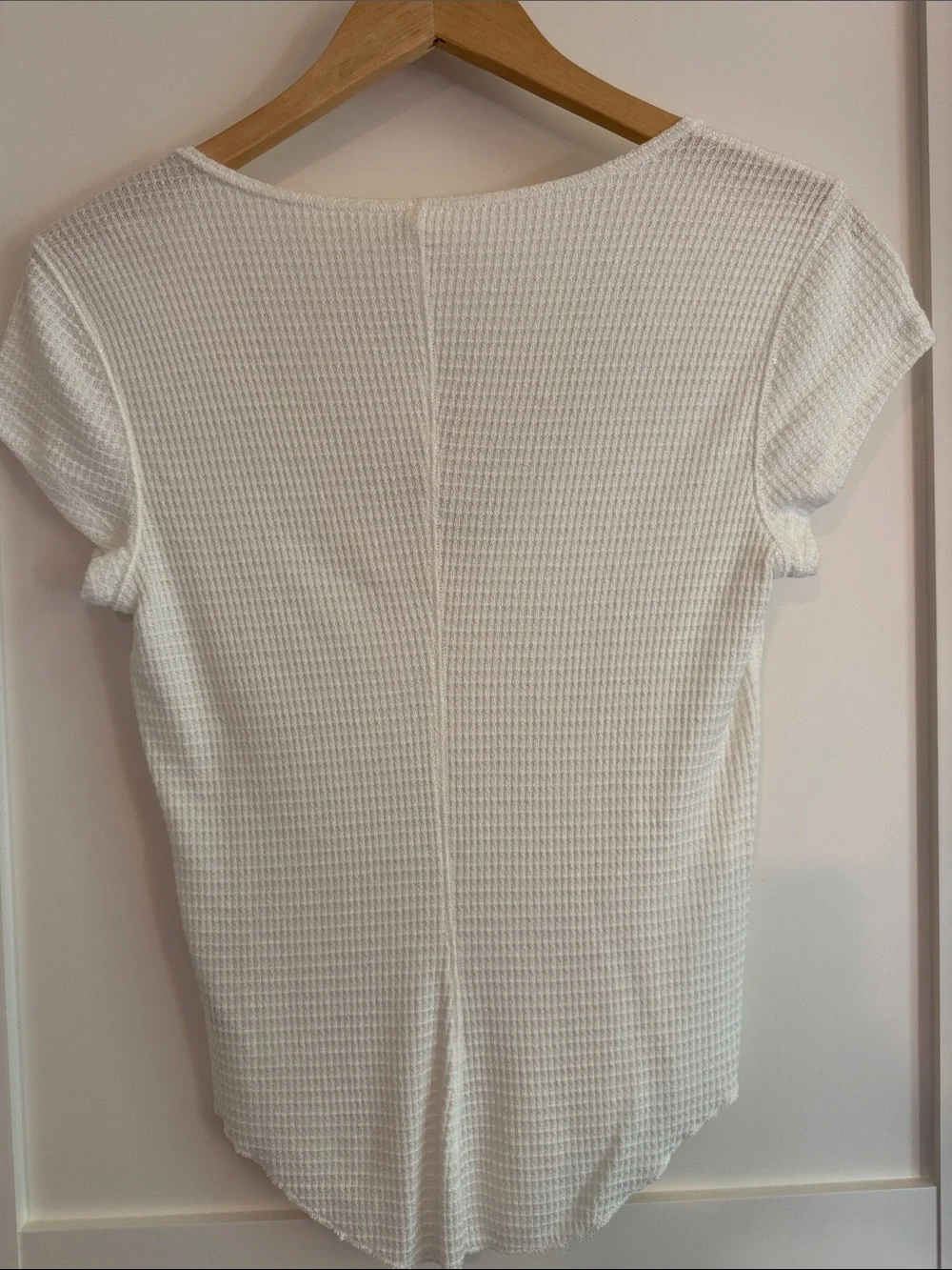 NWT Free People! White Waffle Henley Top with Contrast Buttons